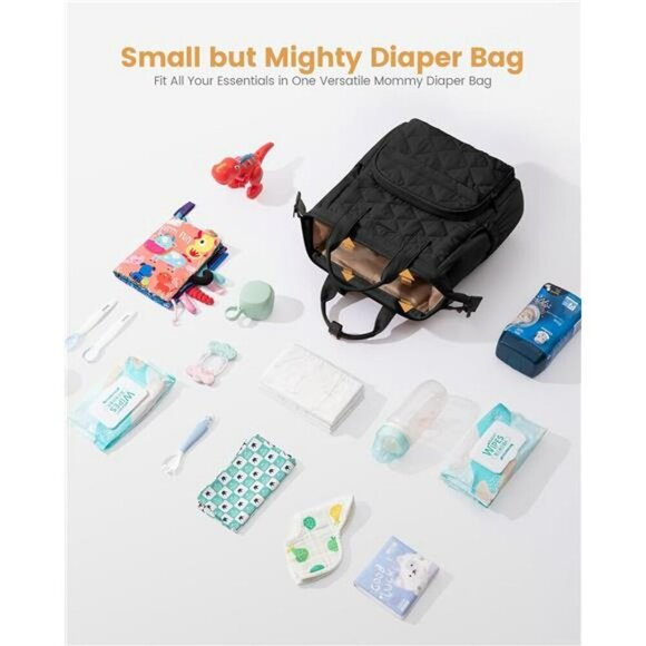 Mini Diaper Bag Backpack Baby Travel Bag with Changing Pad Stroller Straps